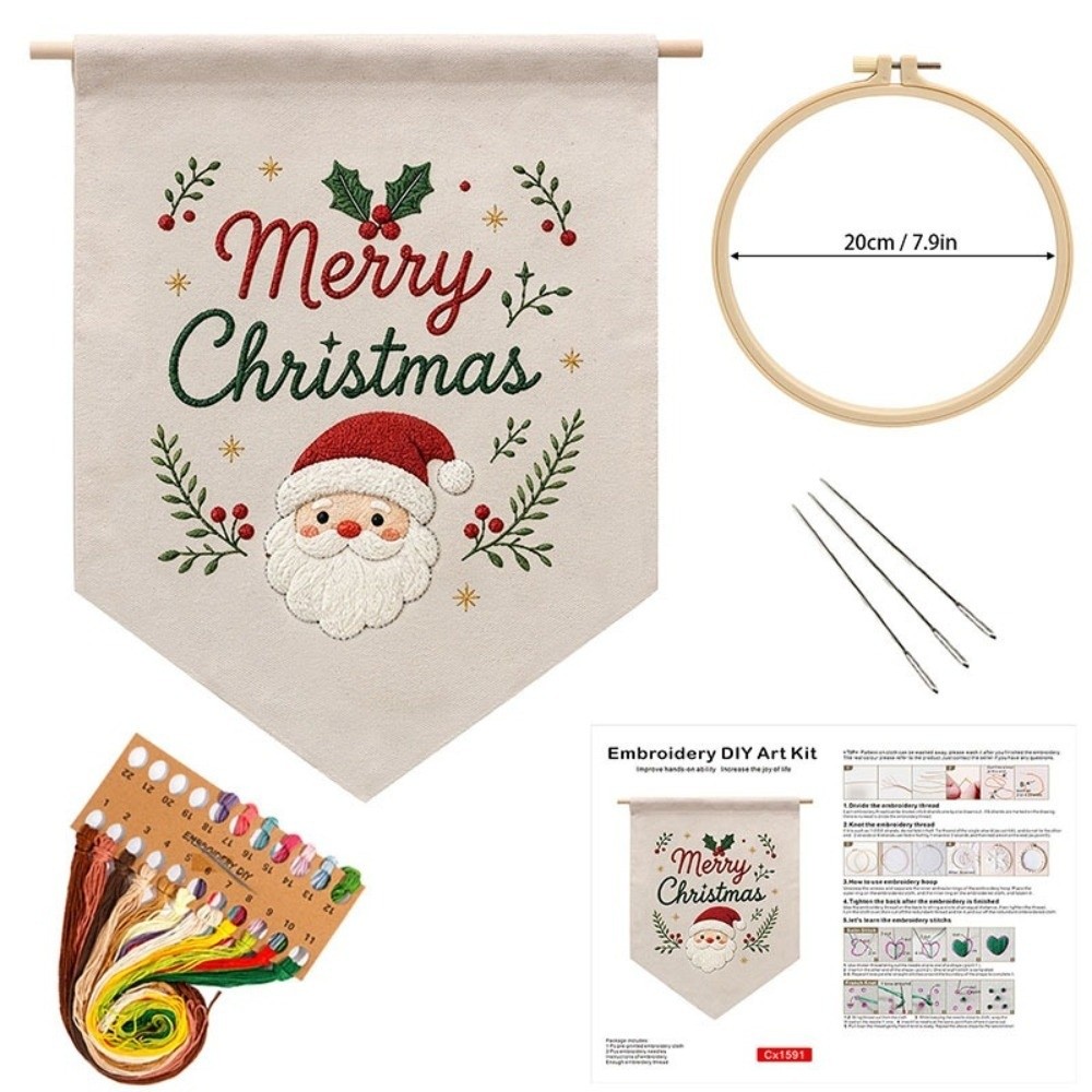 Embroidery Xmas Decorations - Handmade Christmas Embroidery Kit Snowman Tree