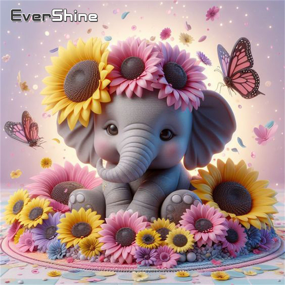 Embroidery Ideas - Evershine Elephant Diamond Painting Animal Cross