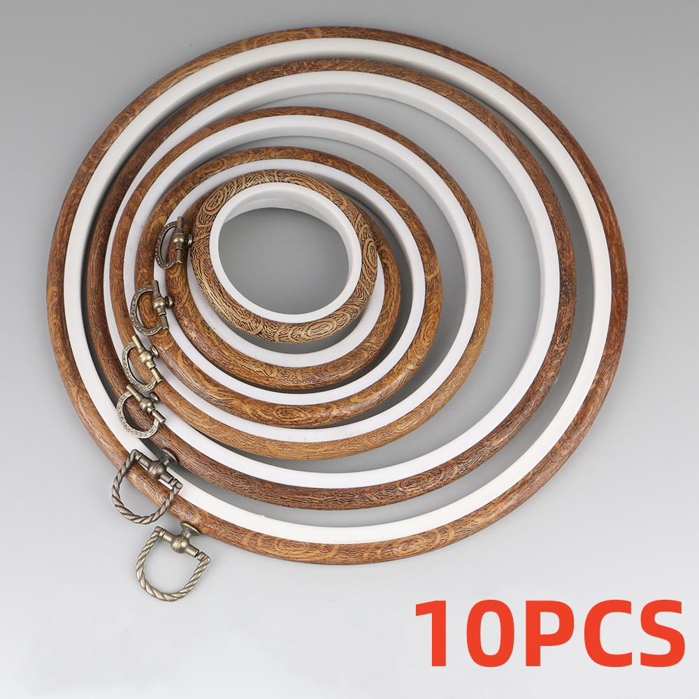 Stitch Marker Ring - 10pcs/Set 7.5-26cm Round Wooden Color Embroidery