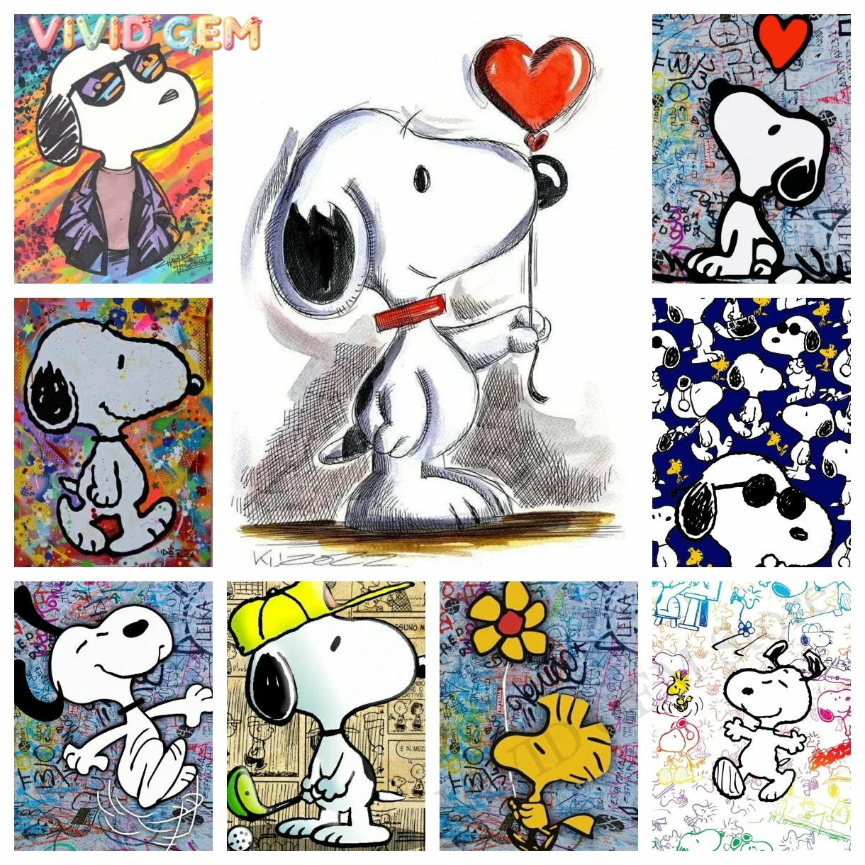 Embroidery Ideas - VIVID GEM Kawaii Graffiti Snoopy Cartoon