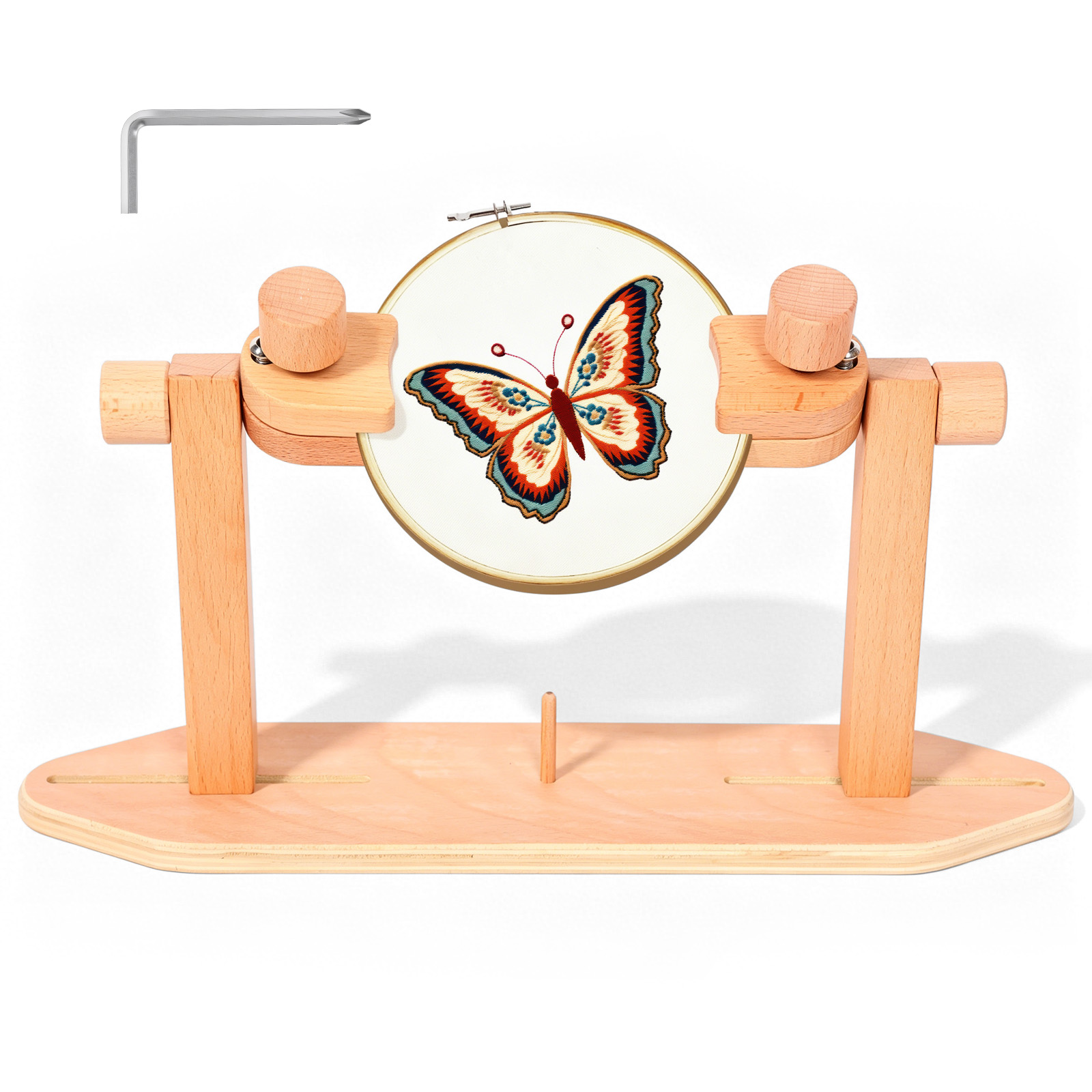 Stitch Marker Ring - Wooden Embroidery Hoop Stand Adjustable Embroidery