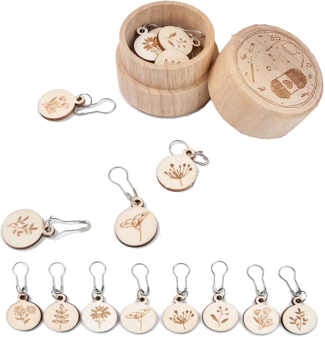 Stitch Marker Ring - Wooden Knitting Crochet Stitch Markers Locking