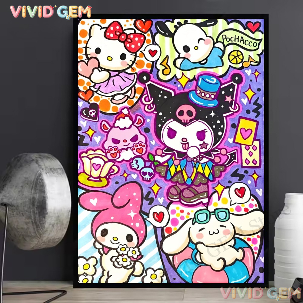 Embroidery Wall Art - VIVID GEM Sanrio Full Drill Diamond