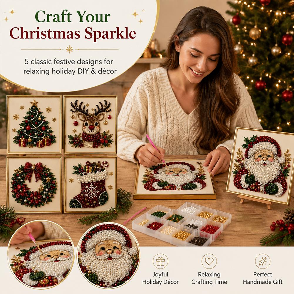 Christmas Santa Claus Pearl Ar - Embroidery Wall Art 评论和价格