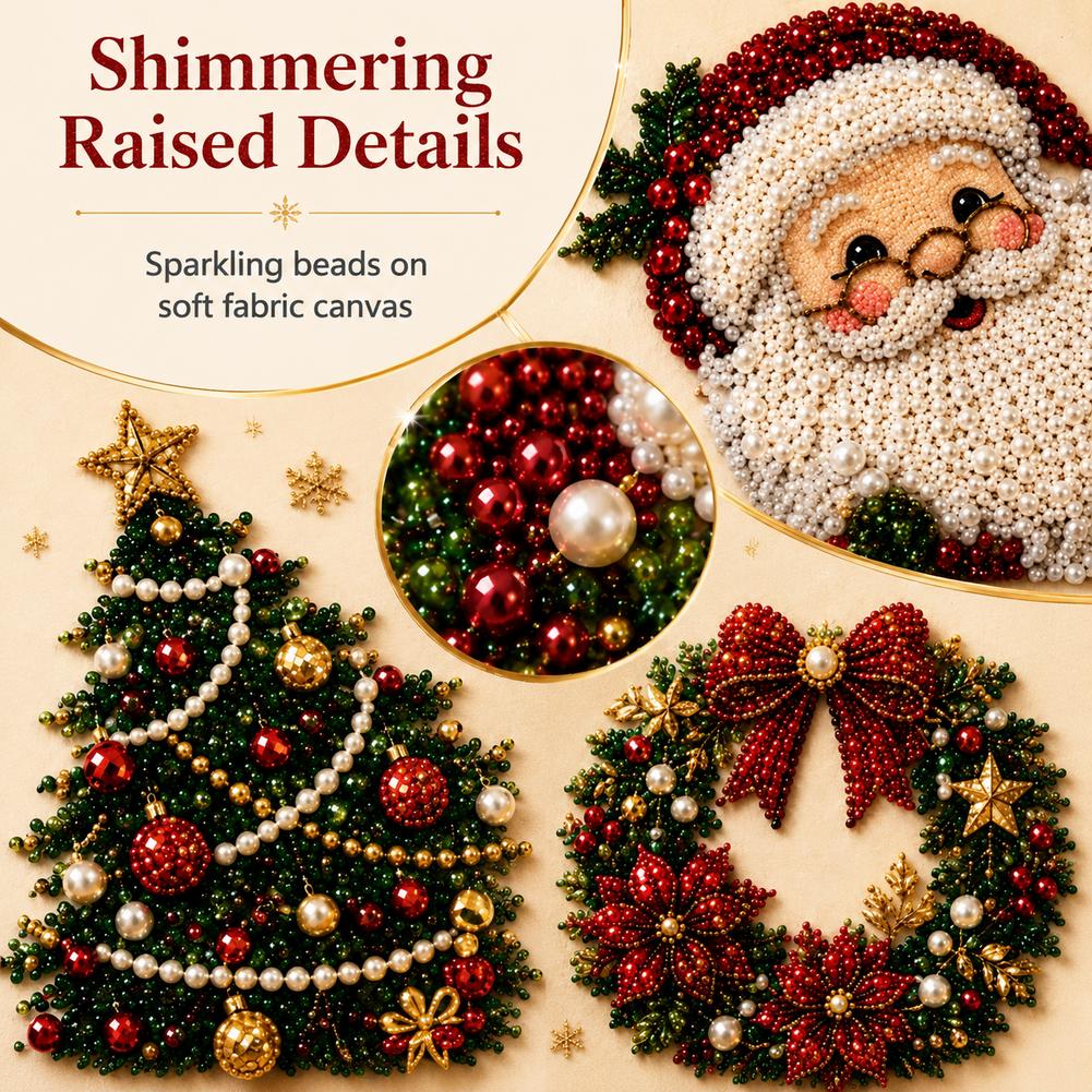 Christmas Santa Claus Pearl Ar - Embroidery Wall Art 评论和价格