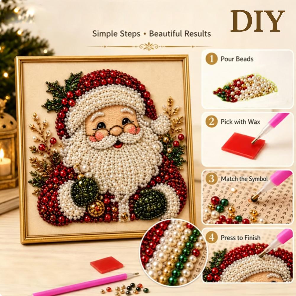 Christmas Santa Claus Pearl Ar - Embroidery Wall Art 评论和价格