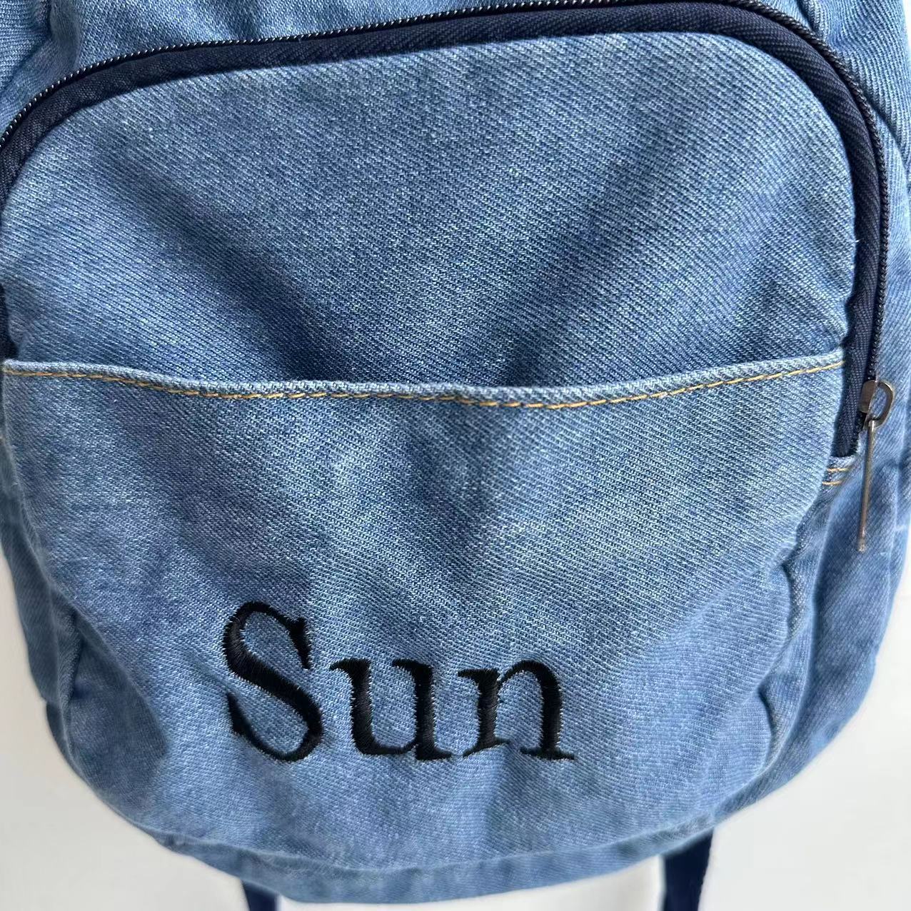 Denim Backpack Girls' New Stud - Embroidery Simple 评论和价格