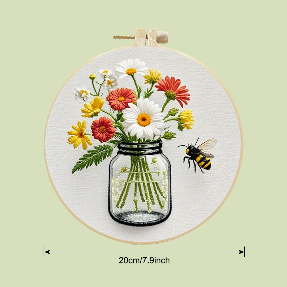 1PCS Diy Embroidery Kits Daisy - Stitch Marker Ring 评论和价格