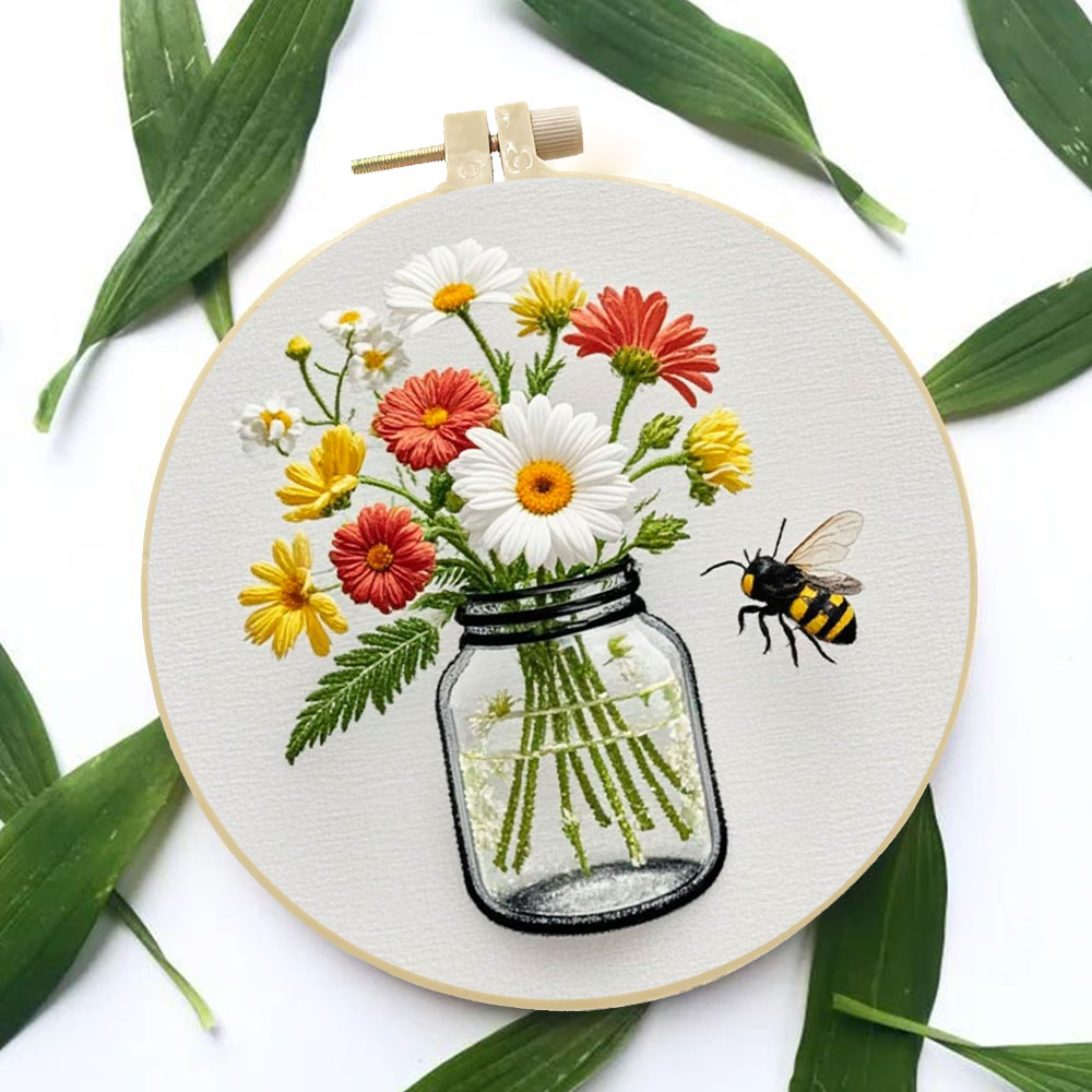 1PCS Diy Embroidery Kits Daisy - Stitch Marker Ring 评论和价格