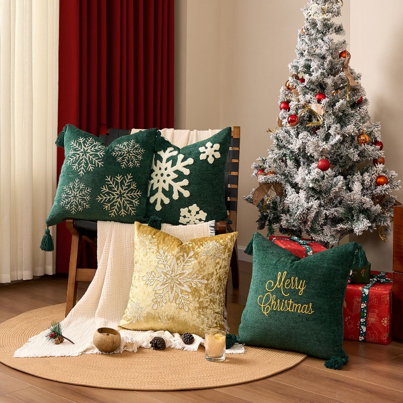 Xmas Snowflake Throw Pillow Co - Embroidery Xmas Decorations 评论和价格