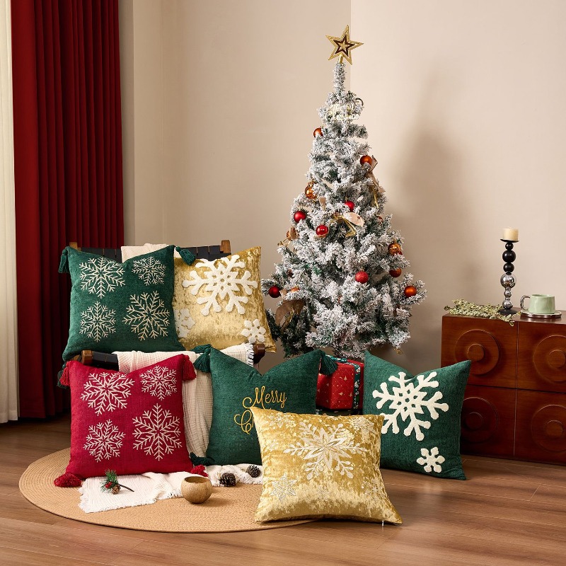 Xmas Snowflake Throw Pillow Co - Embroidery Xmas Decorations 评论和价格