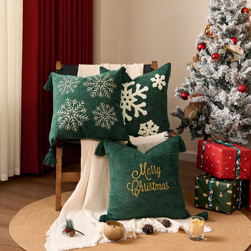 Xmas Snowflake Throw Pillow Co - Embroidery Xmas Decorations 评论和价格