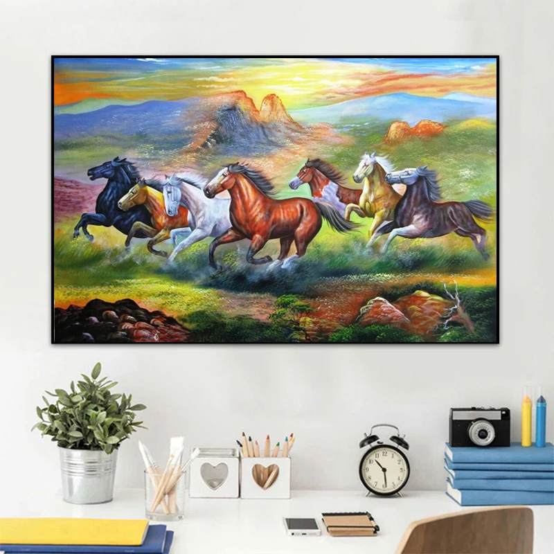 Running Horses 5D Diamond Pain - Embroidery Running Stitch 评论和价格