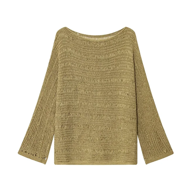 Vintage Boat Neck Knit Sweater - Embroidery Origin 评论和价格