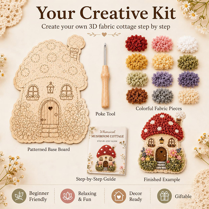3D Mushroom House Poke Art DIY - Embroidery Origin 评论和价格