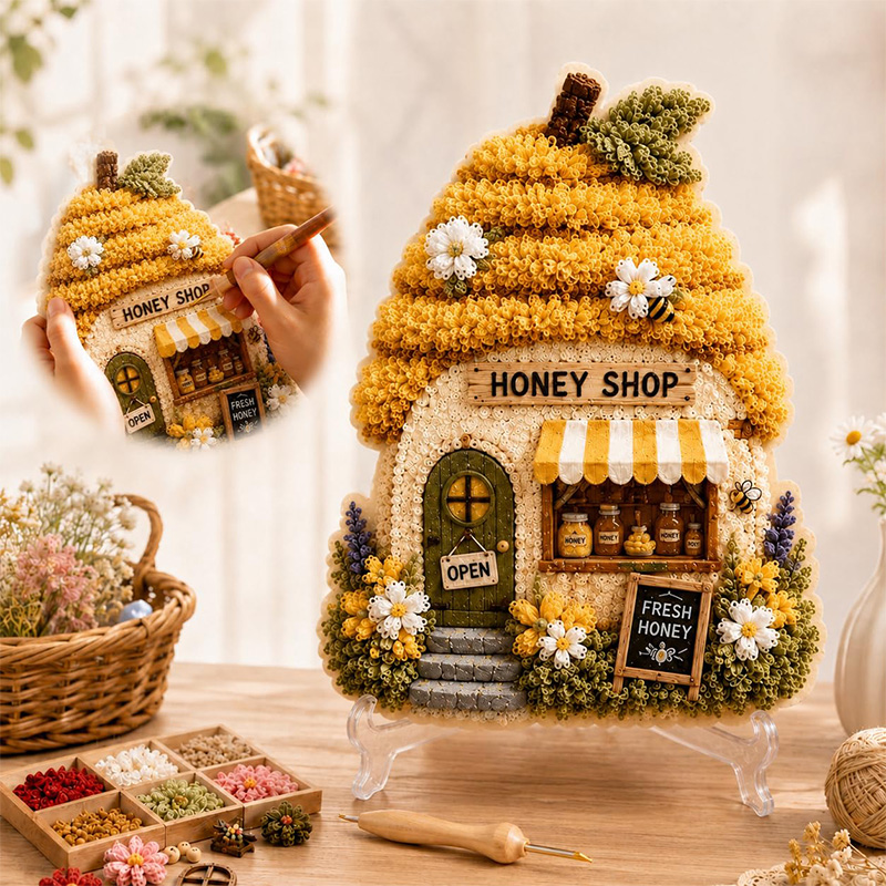 3D Mushroom House Poke Art DIY - Embroidery Origin 评论和价格