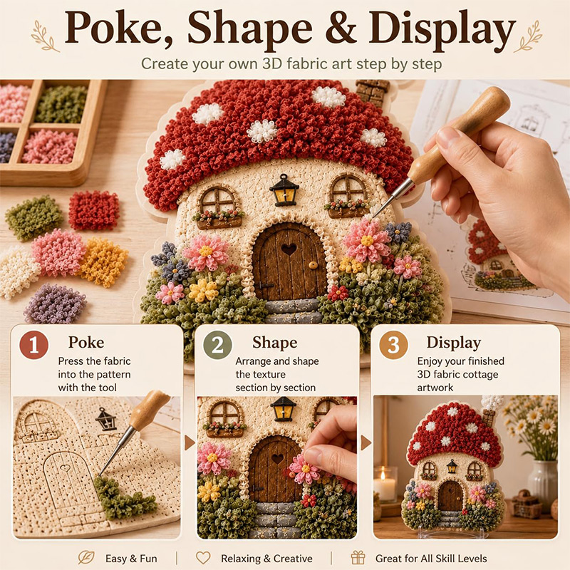 3D Mushroom House Poke Art DIY - Embroidery Origin 评论和价格