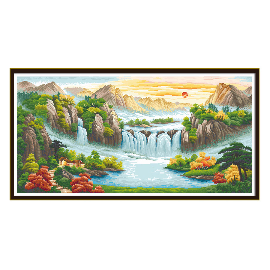 Printed Cross Stitch Set Hand  - Embroidery Running Stitch 评论和价格