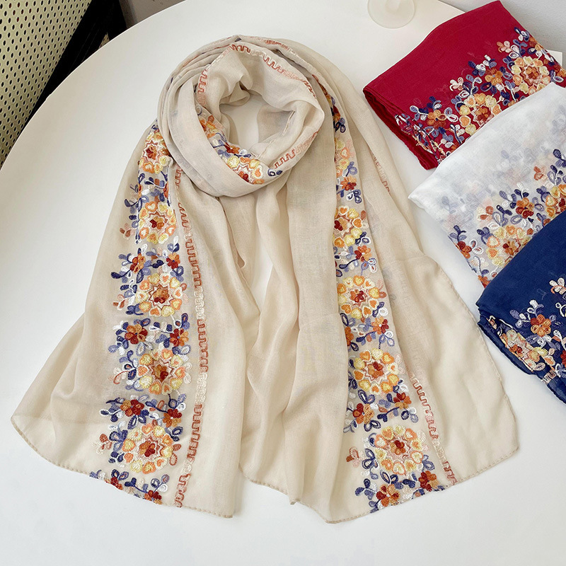 2025 New Soft Cotton Hijab Sca - Embroidery Hijab 评论和价格