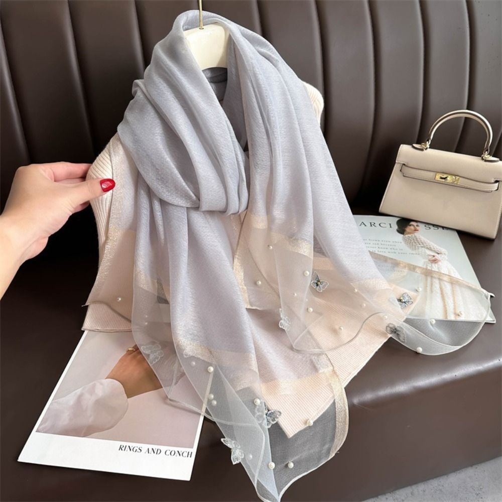 Elegant Thin Silk Scarf Large  - Embroidery Hijab 评论和价格