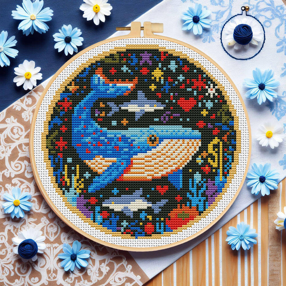 DIY Cross Stitch Whale Embroid - Stitch Marker Ring 评论和价格