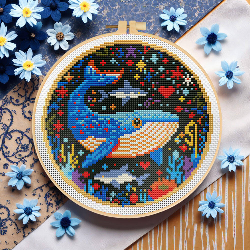 DIY Cross Stitch Whale Embroid - Stitch Marker Ring 评论和价格