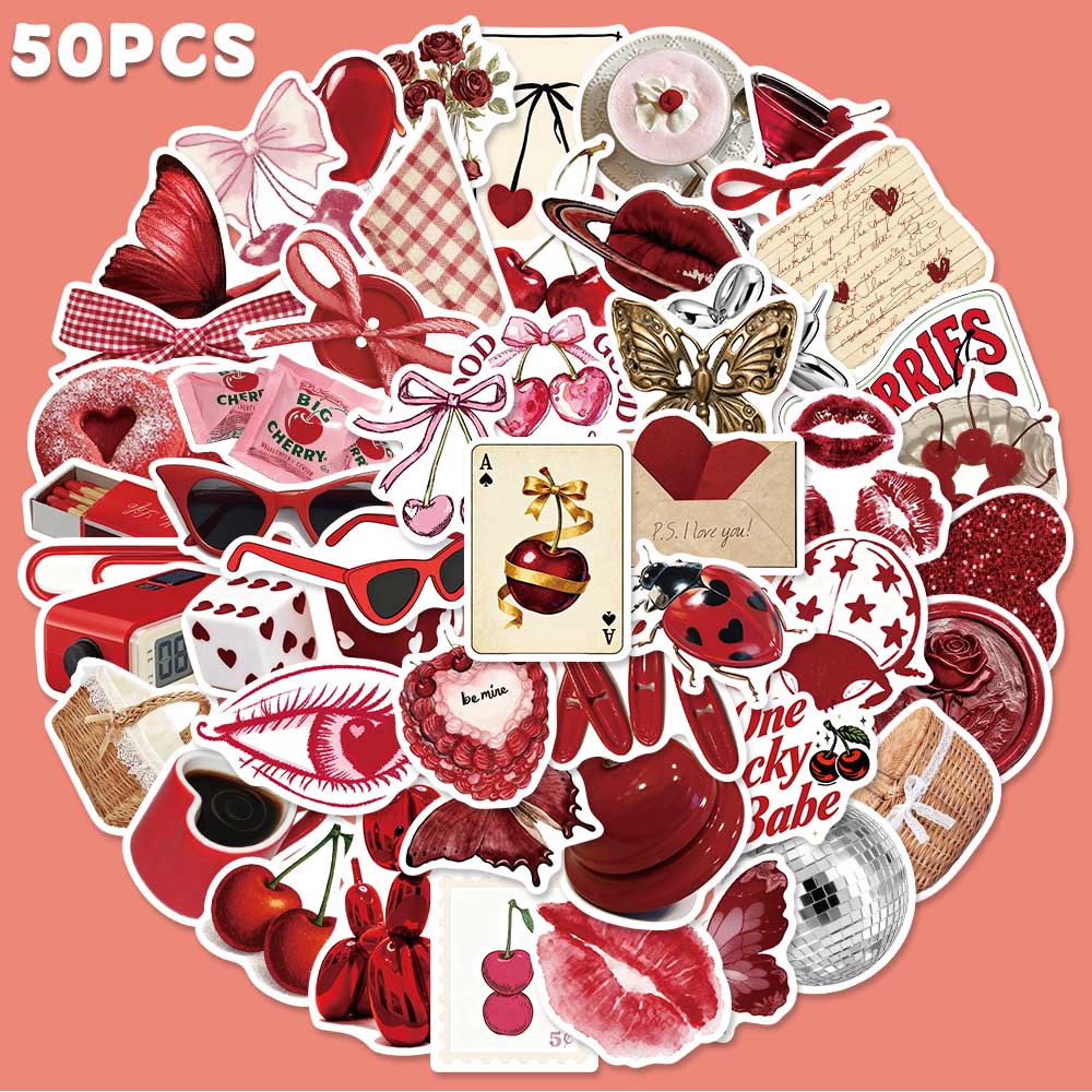 50pcs Cherry Coloured Graffiti - Embroidery Wall Art 评论和价格