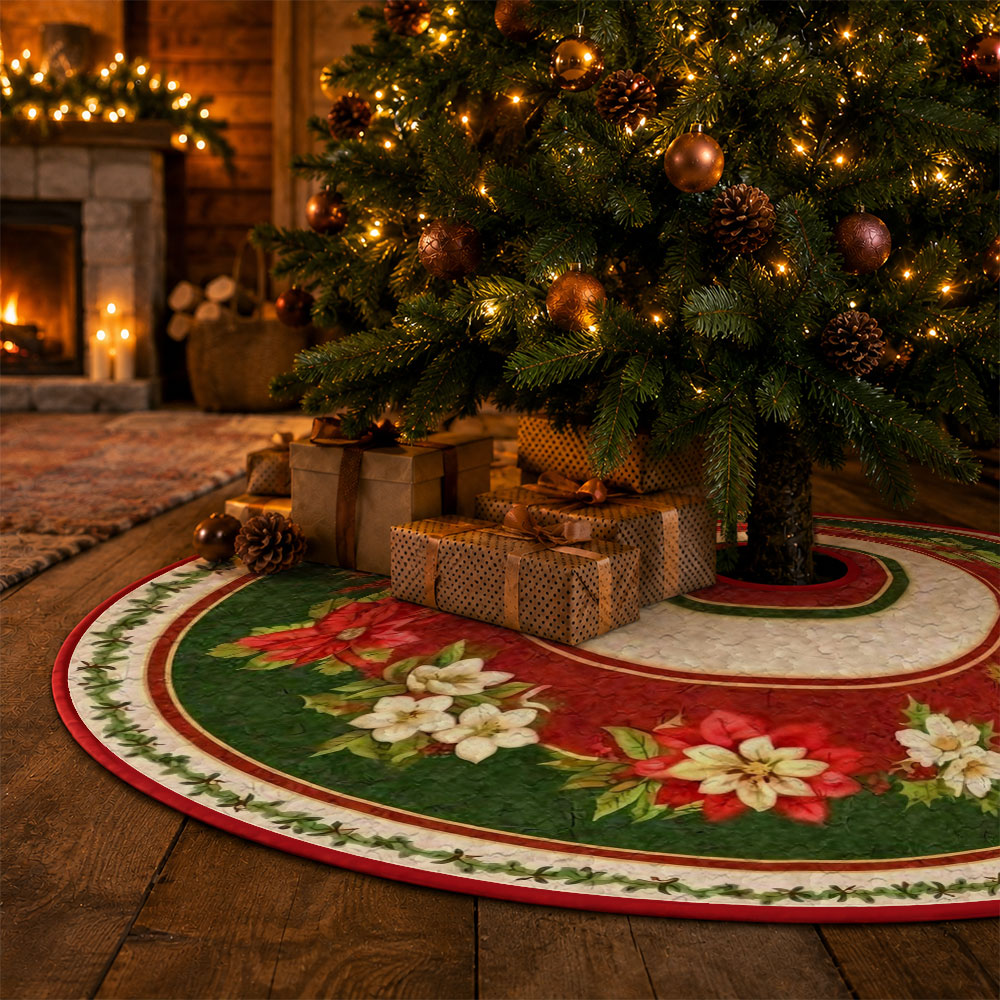 1pc Poinsettia Floral Wreath P - Embroidery Xmas Decorations 评论和价格