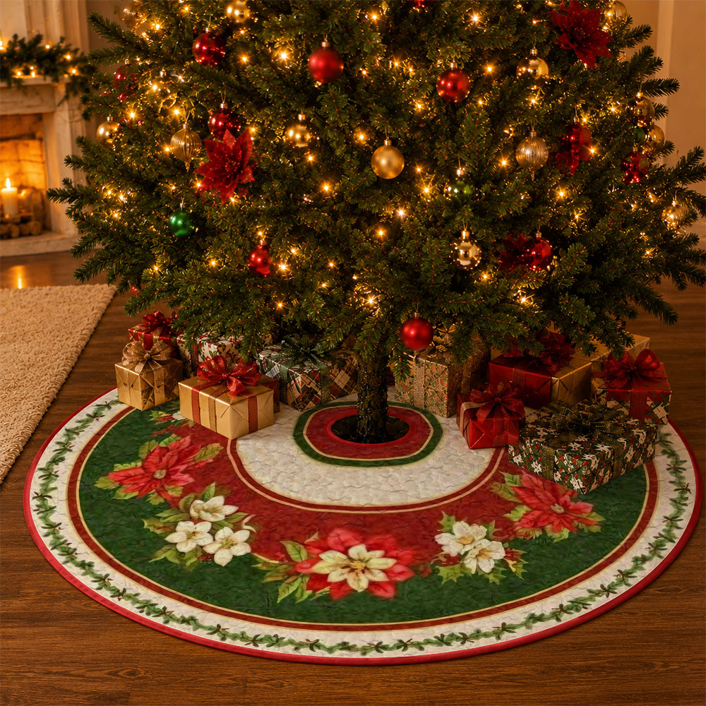 1pc Poinsettia Floral Wreath P - Embroidery Xmas Decorations 评论和价格
