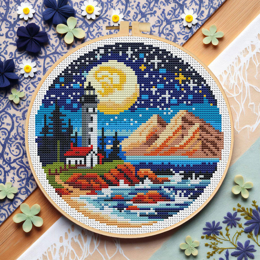 Cross Stitch Lighthouse Sea Mo - Stitch Marker Ring 评论和价格
