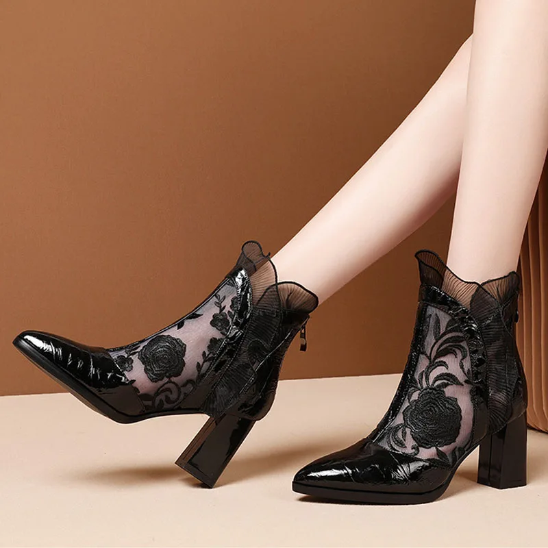 High Heels Women Sexy Embroide - Embroidery Flower 评论和价格