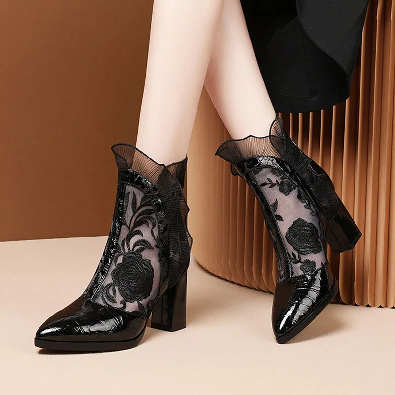 High Heels Women Sexy Embroide - Embroidery Flower 评论和价格
