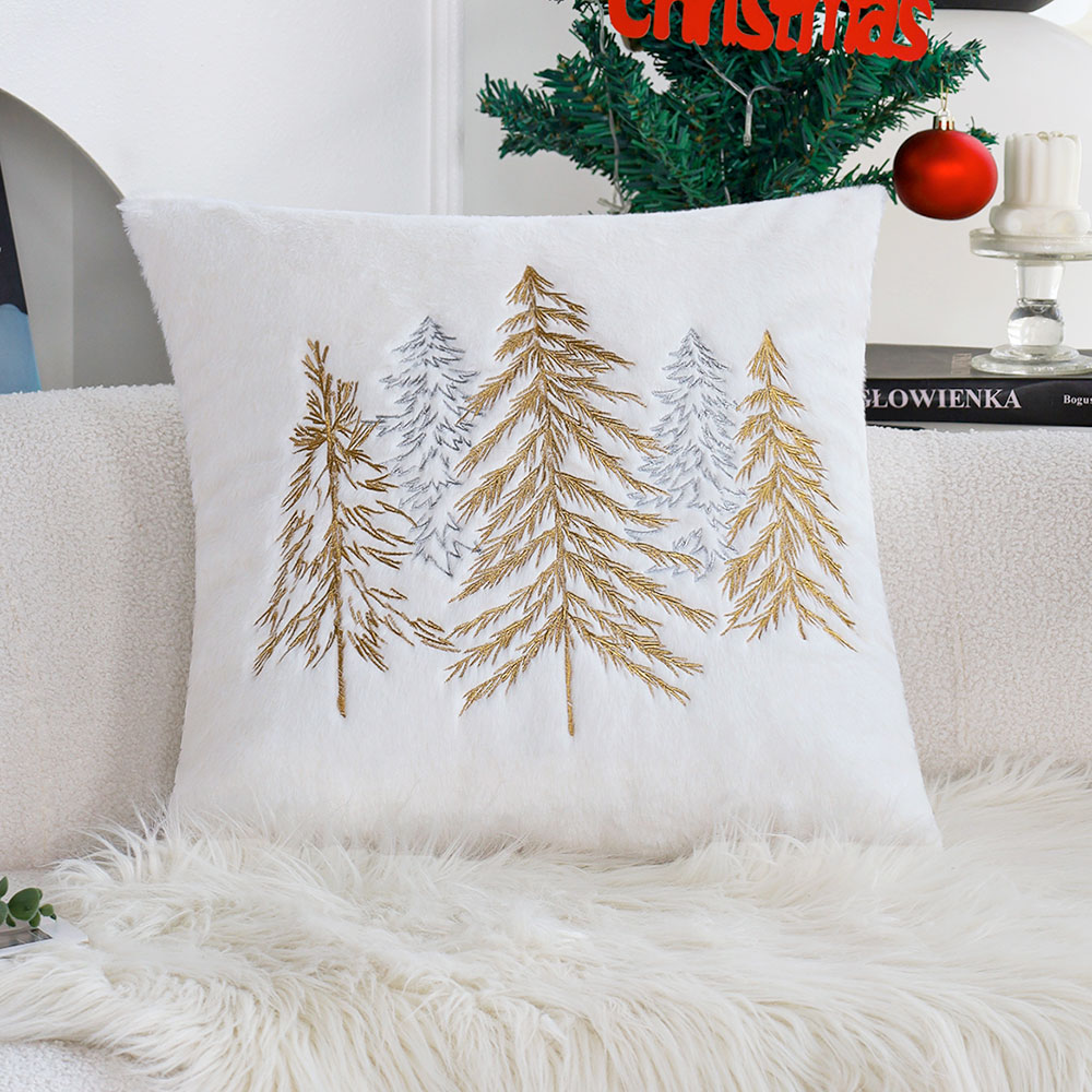 Christmas Faux Rabbit Fur Pill - Embroidery Xmas Decorations 评论和价格