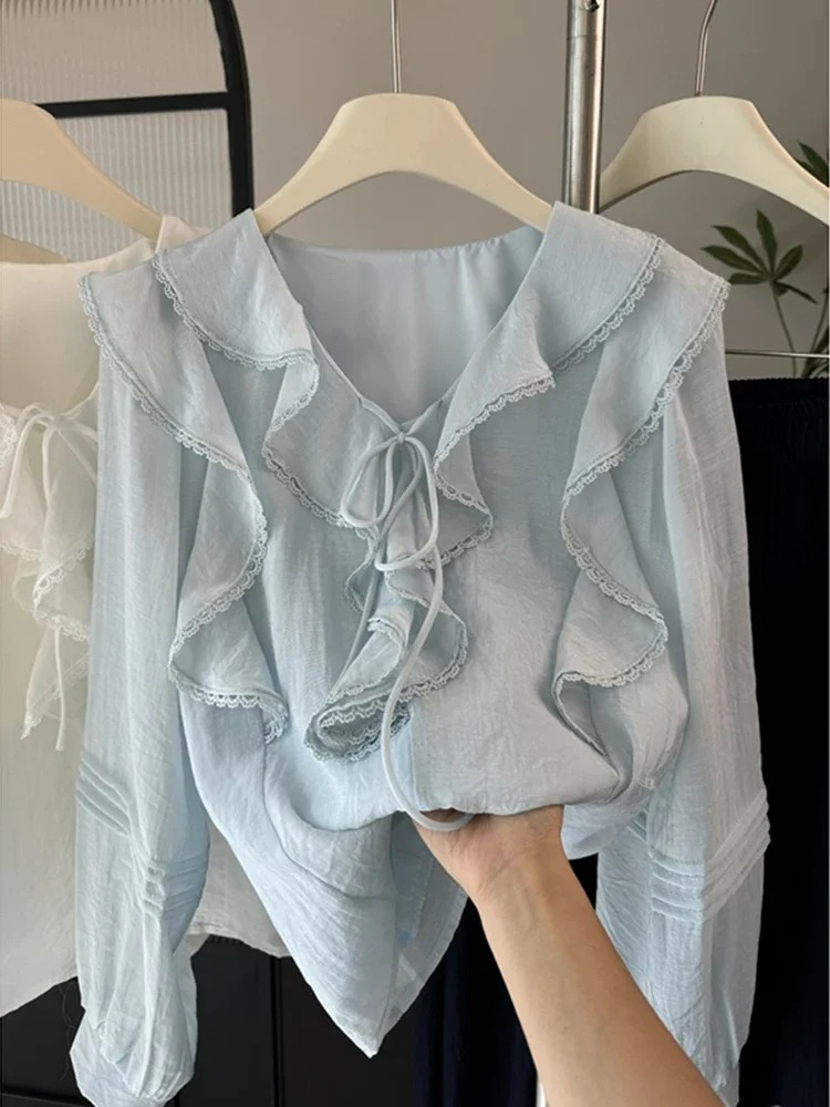 French V-Neck Chic Long Sleeve - Embroidery Origin 评论和价格