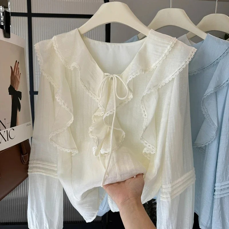 French V-Neck Chic Long Sleeve - Embroidery Origin 评论和价格