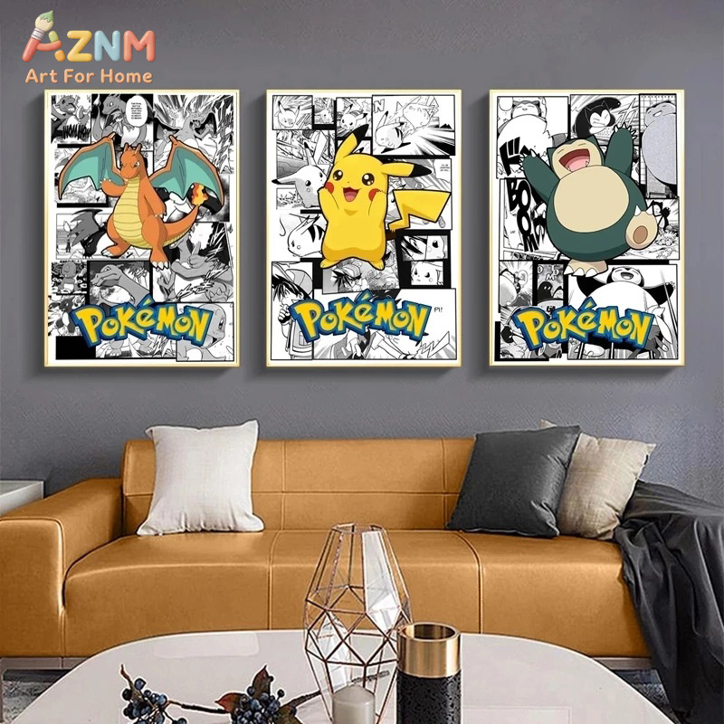 AZNM Pokemon Charizard Pikachu - Embroidery Wall Art 评论和价格