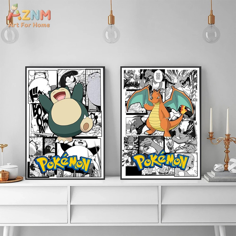 AZNM Pokemon Charizard Pikachu - Embroidery Wall Art 评论和价格