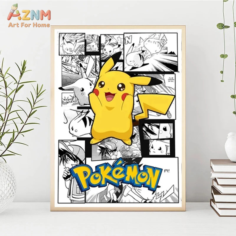 AZNM Pokemon Charizard Pikachu - Embroidery Wall Art 评论和价格