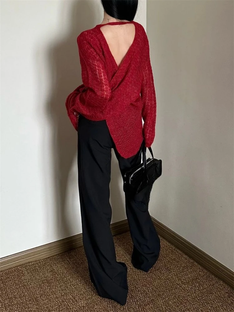 Y2K See-Through Knitted Women' - Embroidery Shirt 评论和价格