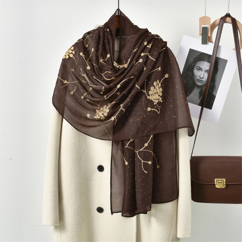 Elegant Embroidery Flower Hija - Embroidery Hijab 评论和价格